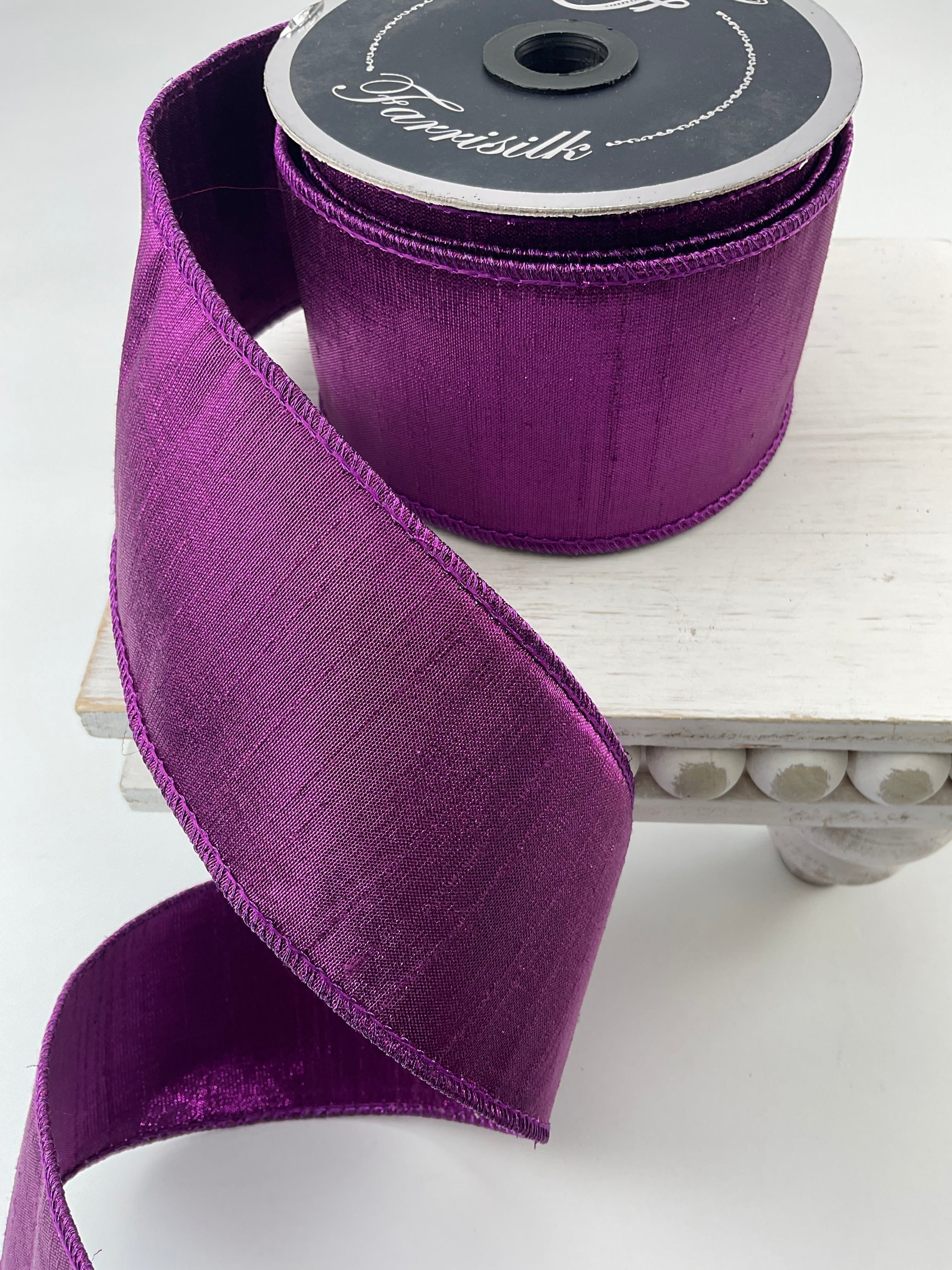 Magenta luster 2.5” farrisilk wired ribbon