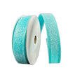 Aqua glittered wired ribbon, 7/8" - Greenery MarketWired ribbon46420-05-45
