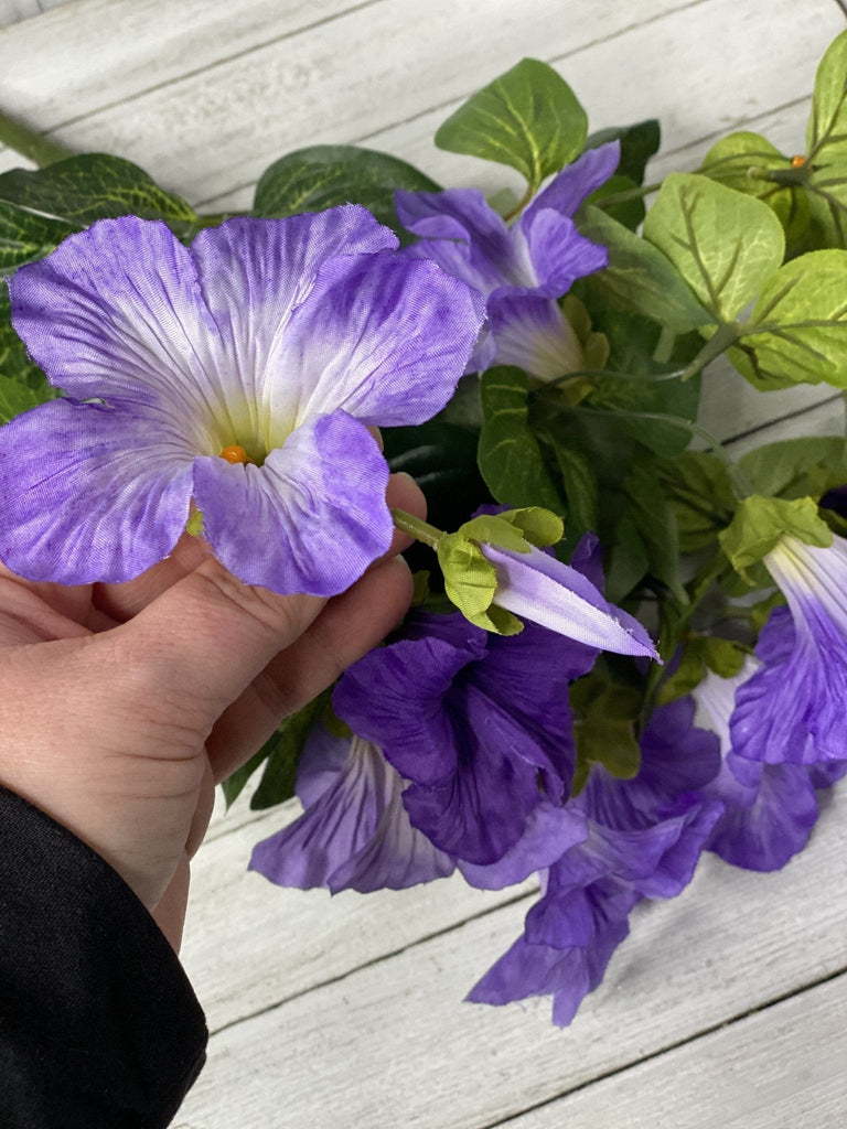 Artificial petunia flowers bush, purple Greenery Market