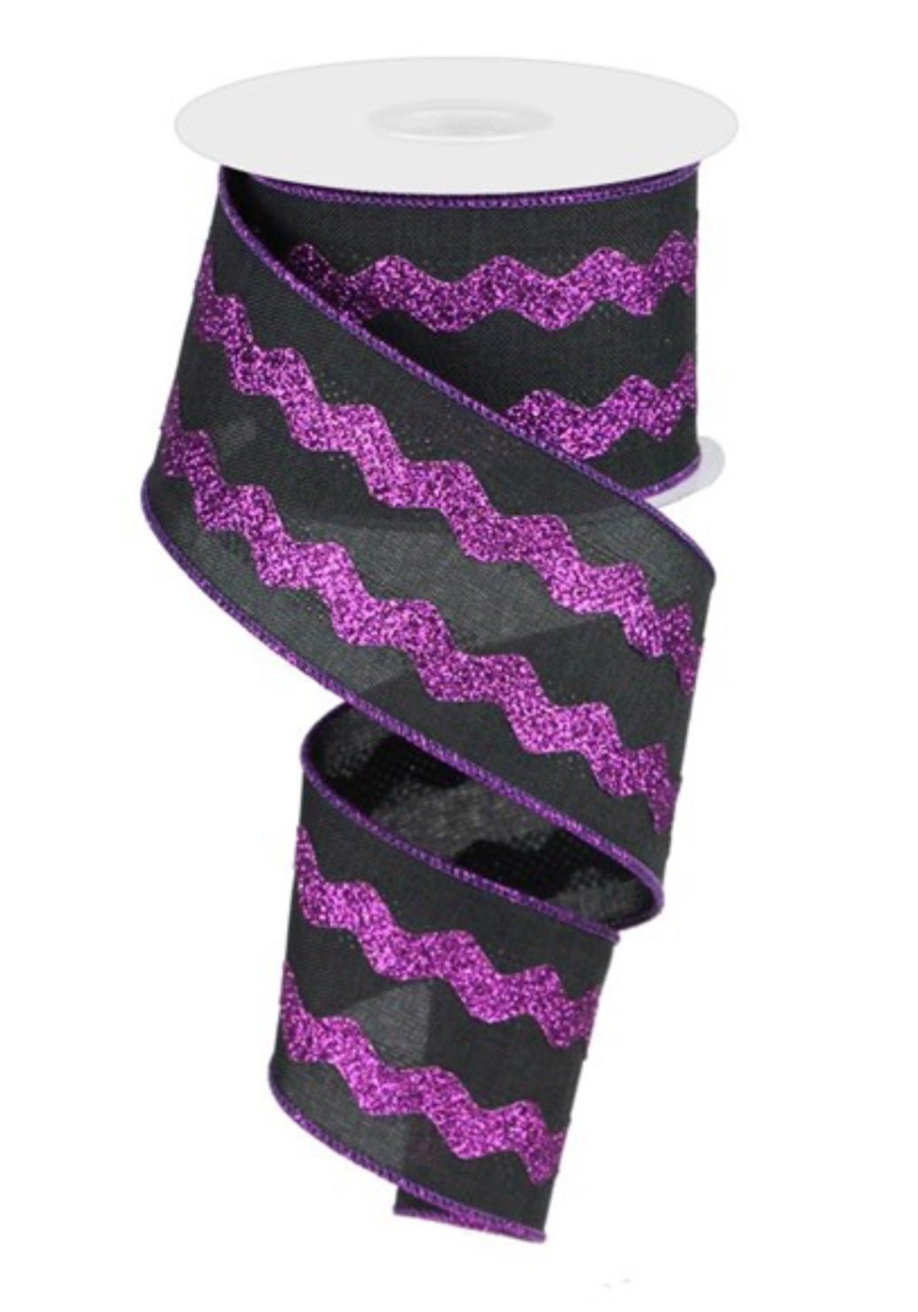Black and purple ricrac, 2.5” wired ribbon - Greenery MarketWired ribbonRG2012YR
