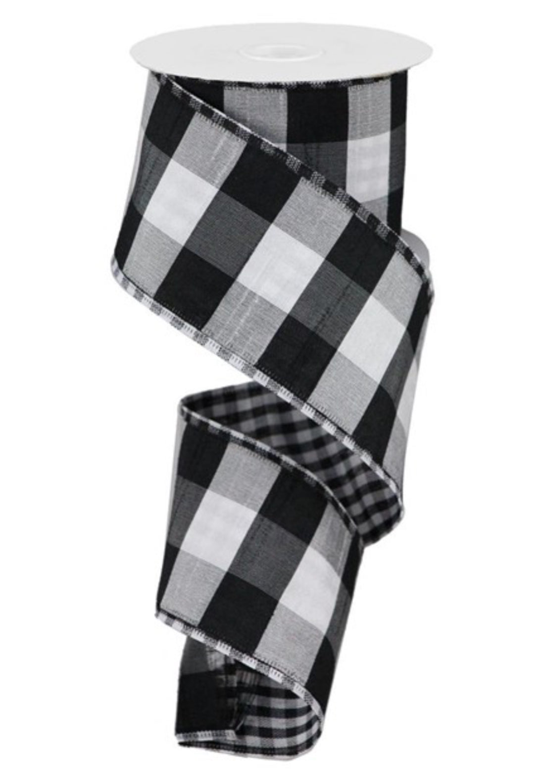 Black and white check wired ribbon 2.5” - Greenery MarketWired ribbonRG08468X6