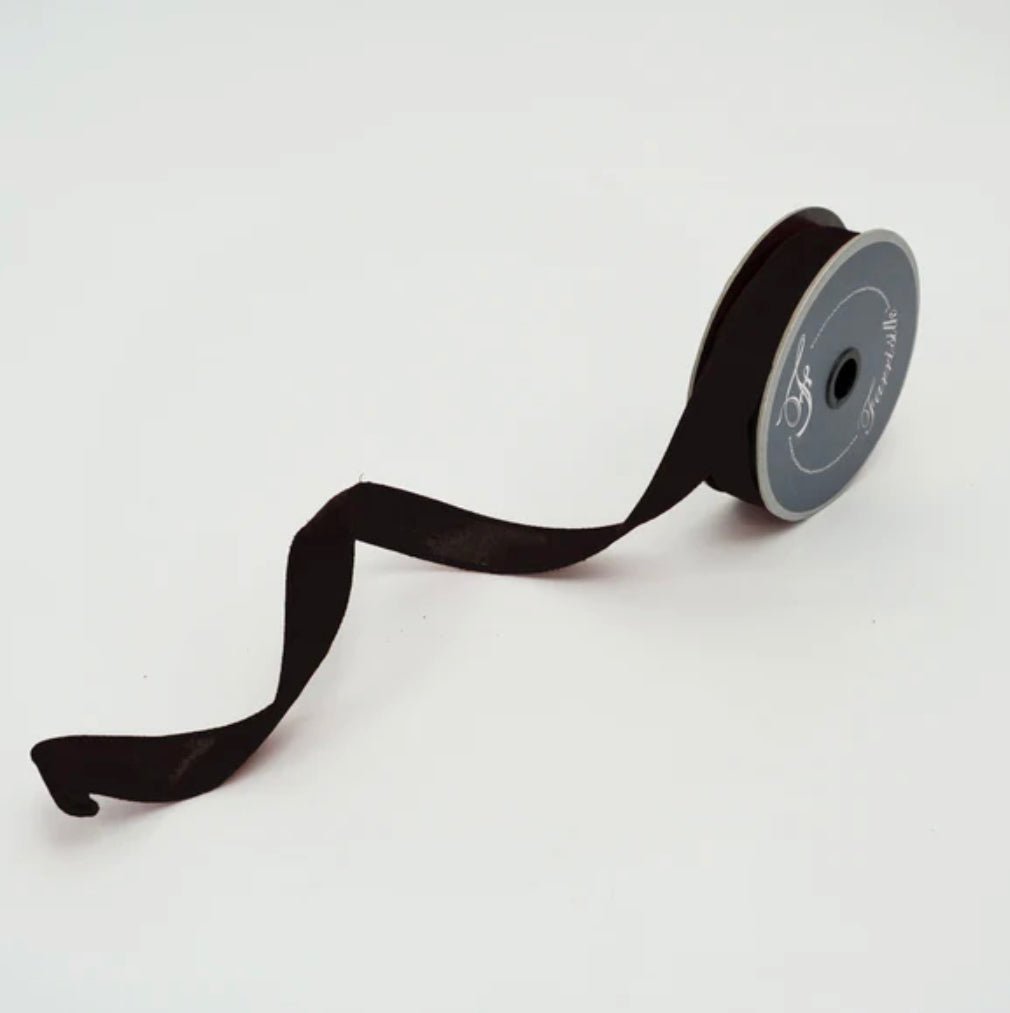 Black plush velvet luster .75” farrisilk wired ribbon - Greenery MarketRibbons & TrimRV000-92