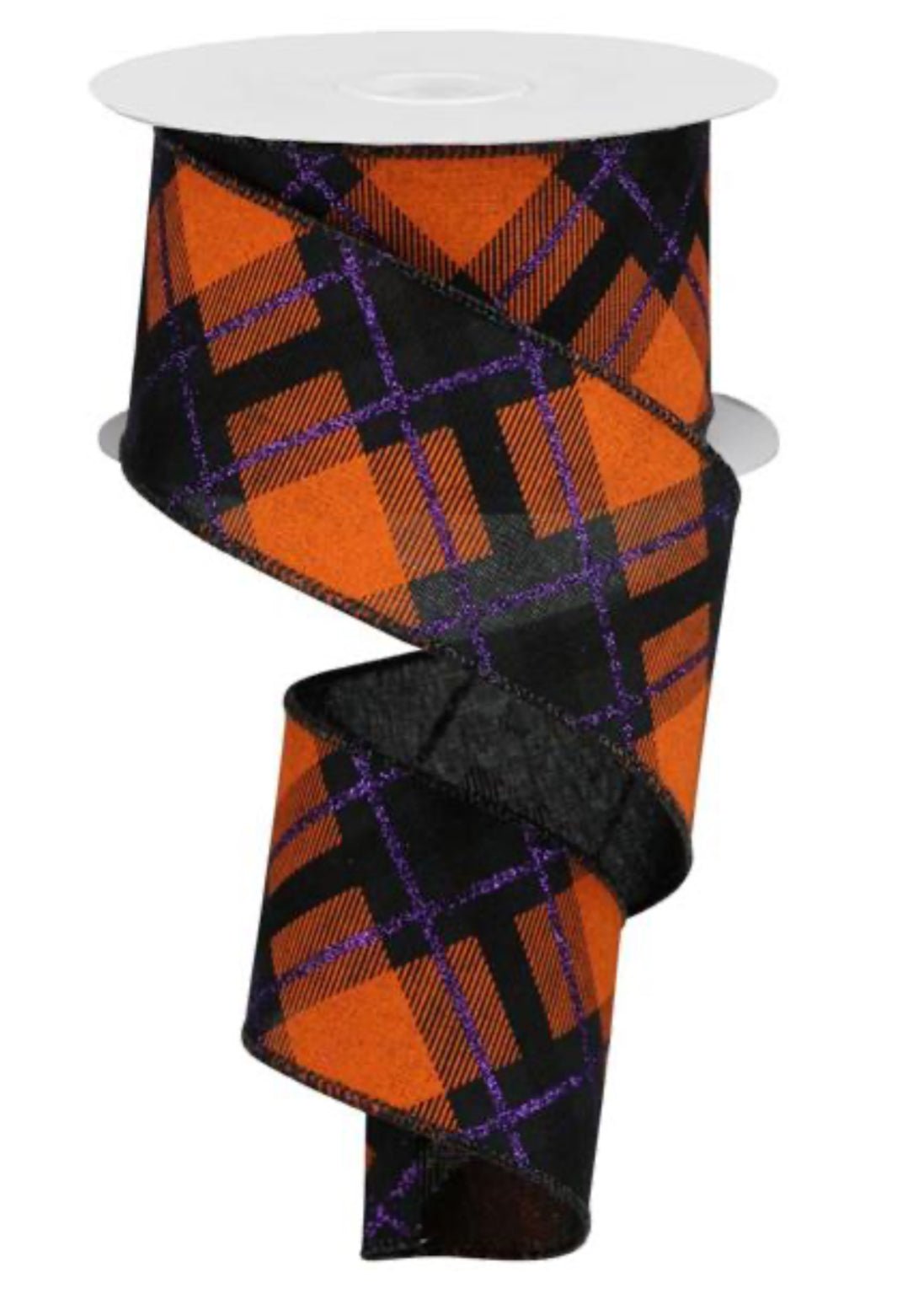 Black, purple, and orange plaid ribbon - 2.5” - Greenery MarketWired ribbonRGA1202CN