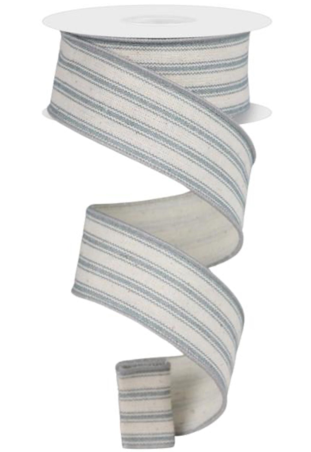 Blue and cream stripe wired ribbon 1.5” - Greenery MarketWired ribbonRGE15833E