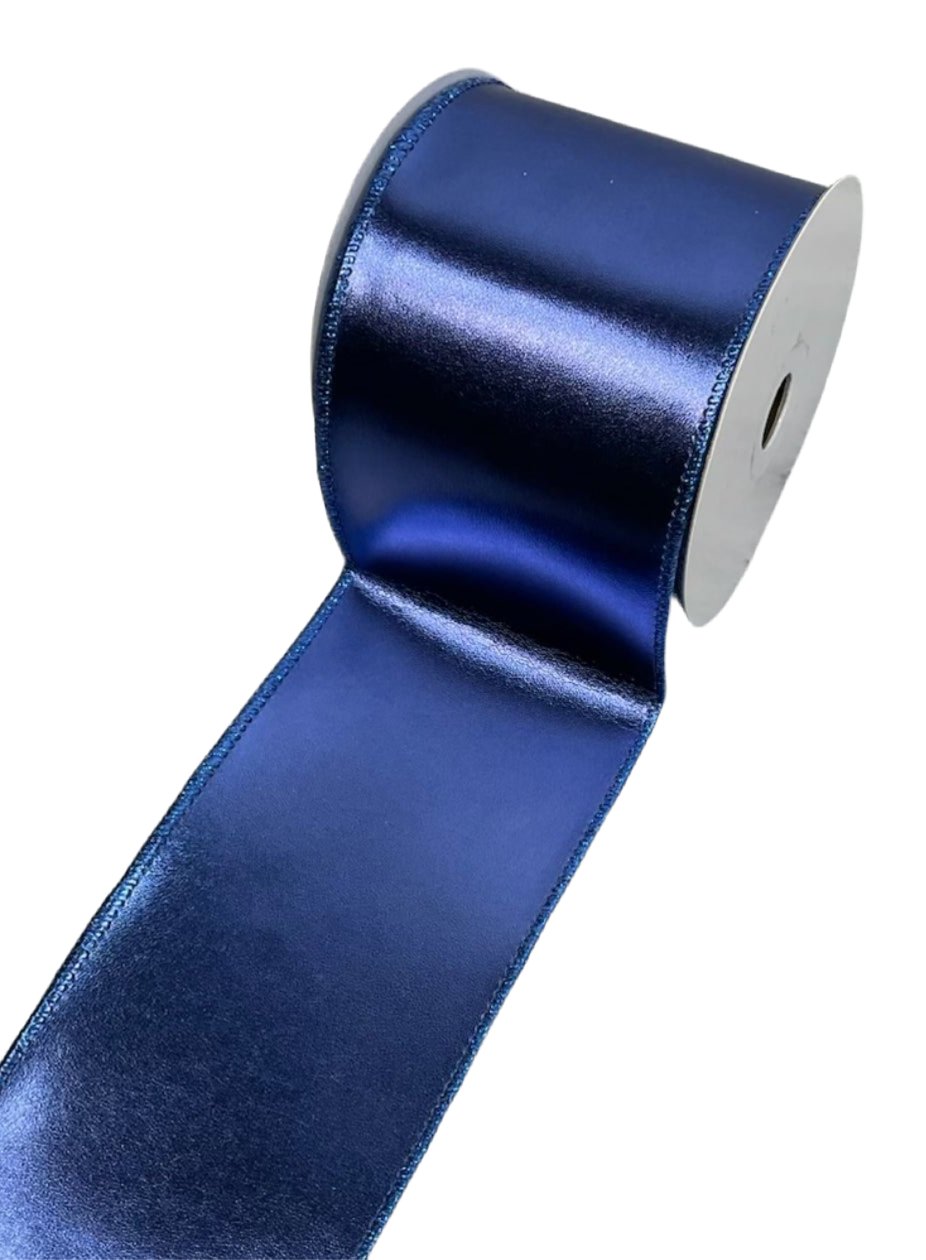 Blue metallic wired ribbon 4” - Greenery MarketXR551/4-ROY