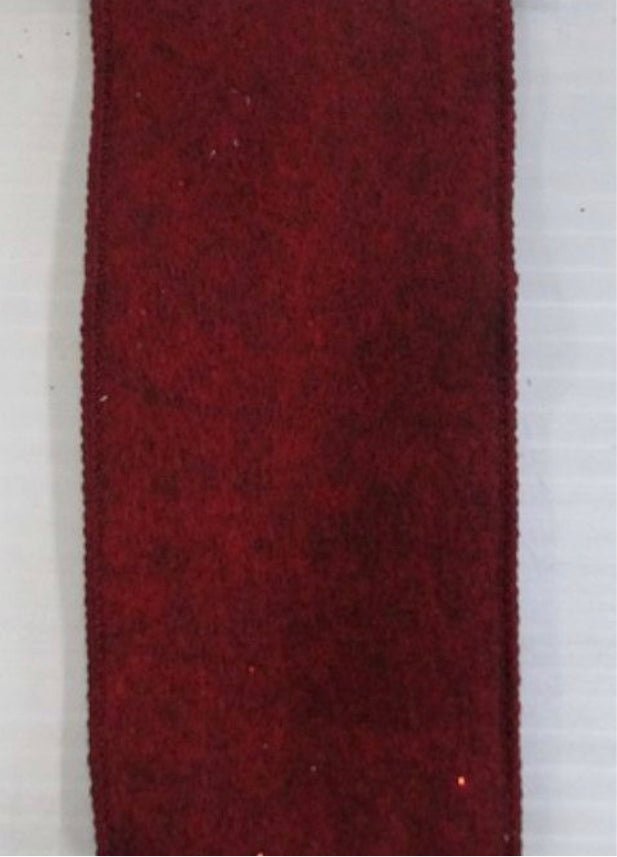 Cranberry Red wool wired ribbon 2.5” - Greenery MarketRibbons & Trim138967