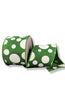 Emerald green and white multi dots wired ribbon 2.5" - Greenery MarketWired ribbonX940640-17