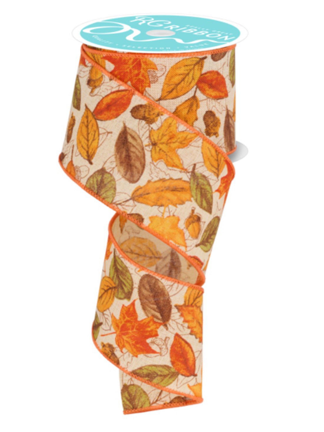 Fall foliage and acorns wired ribbon 2.5” - Greenery MarketWired ribbonRGF1339AE