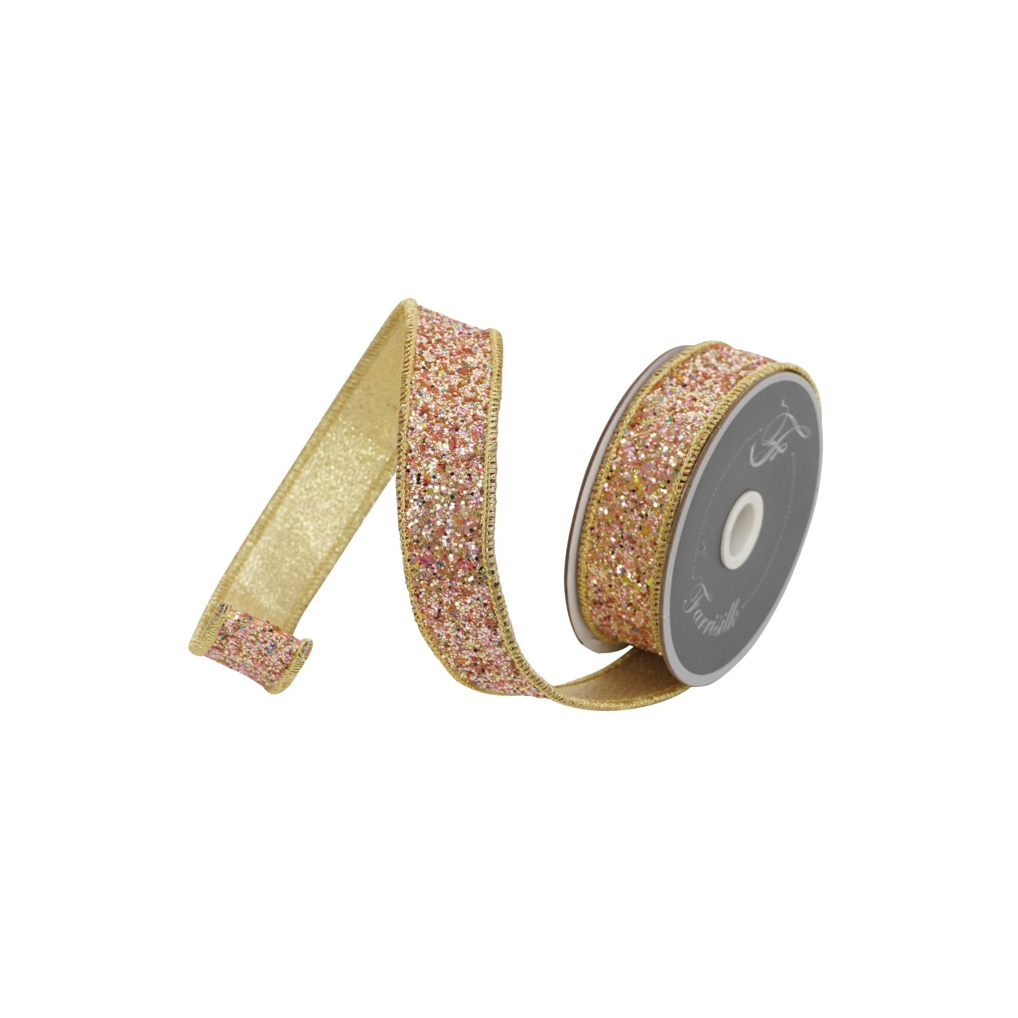 Farrisilk Multi Candy Glitter Wired Ribbon - 1