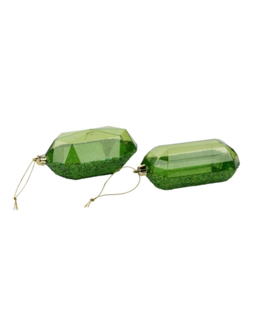 Gems ornaments - 2 assorted laser glitter lime green - Greenery Market