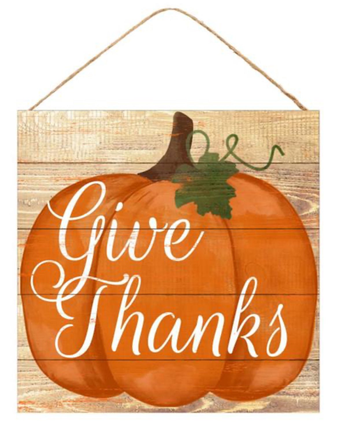 Give thanks pumpkin 10” square - Greenery Marketsigns for wreathsAP8549