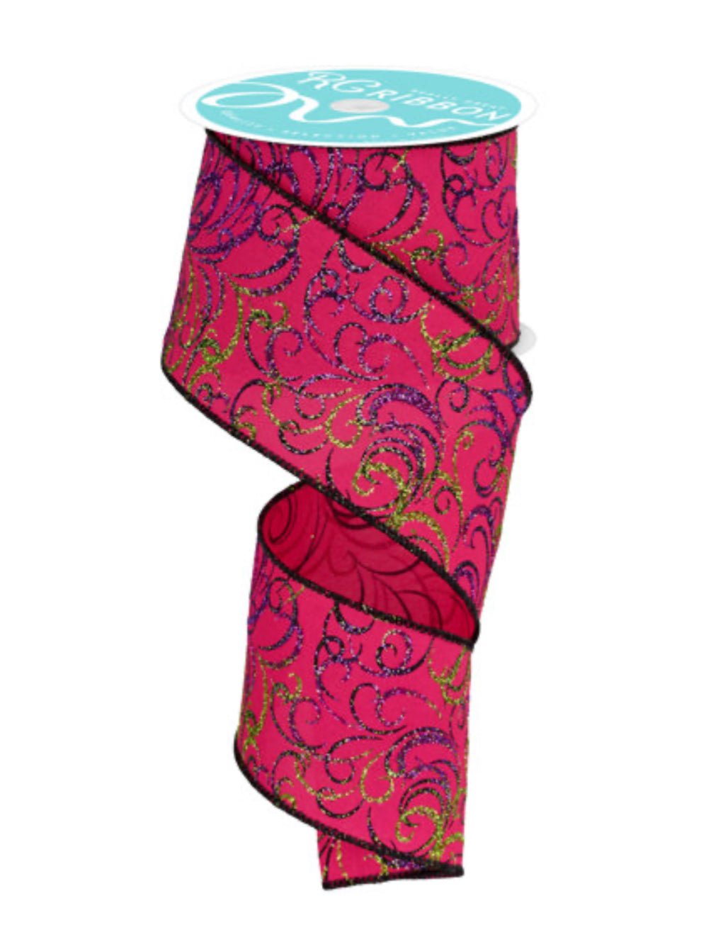 Hot pink, black, and purple swirls wired ribbon 2.5” - Greenery MarketRibbons & TrimRGF133111