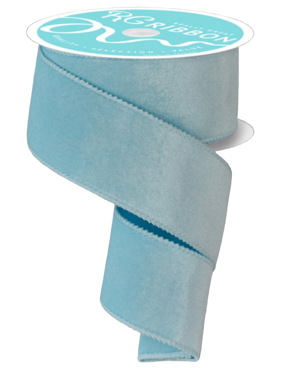 Light blue velvet wired ribbon 2.5” - Greenery MarketWired ribbonRGE165948