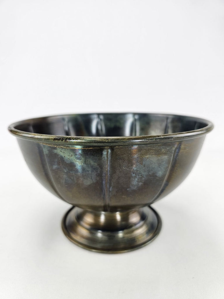 Metal compote container for floral designs medium size patina