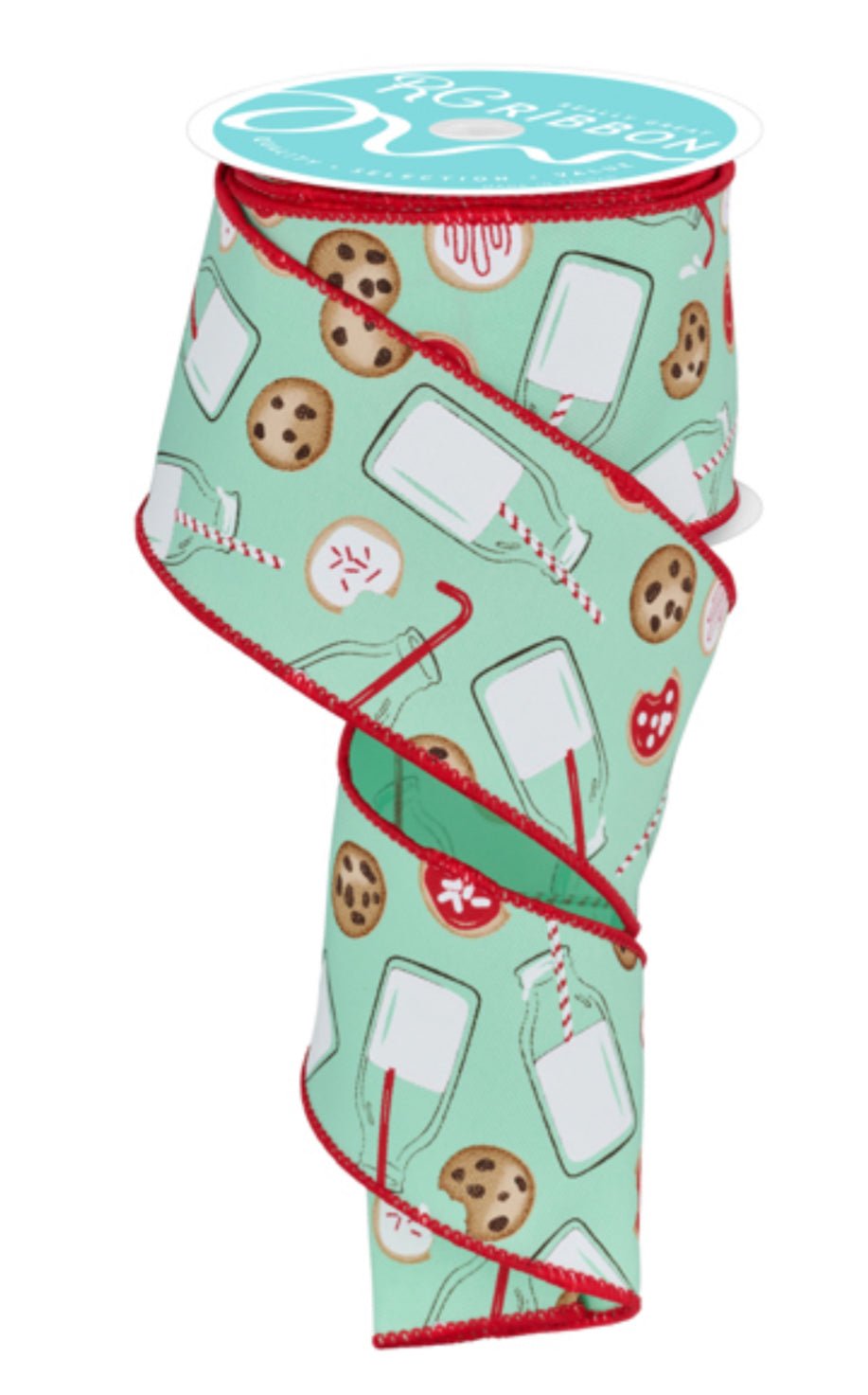 Milk and cookies 2.5” wired ribbon - Greenery MarketWired ribbonRGF1307AN