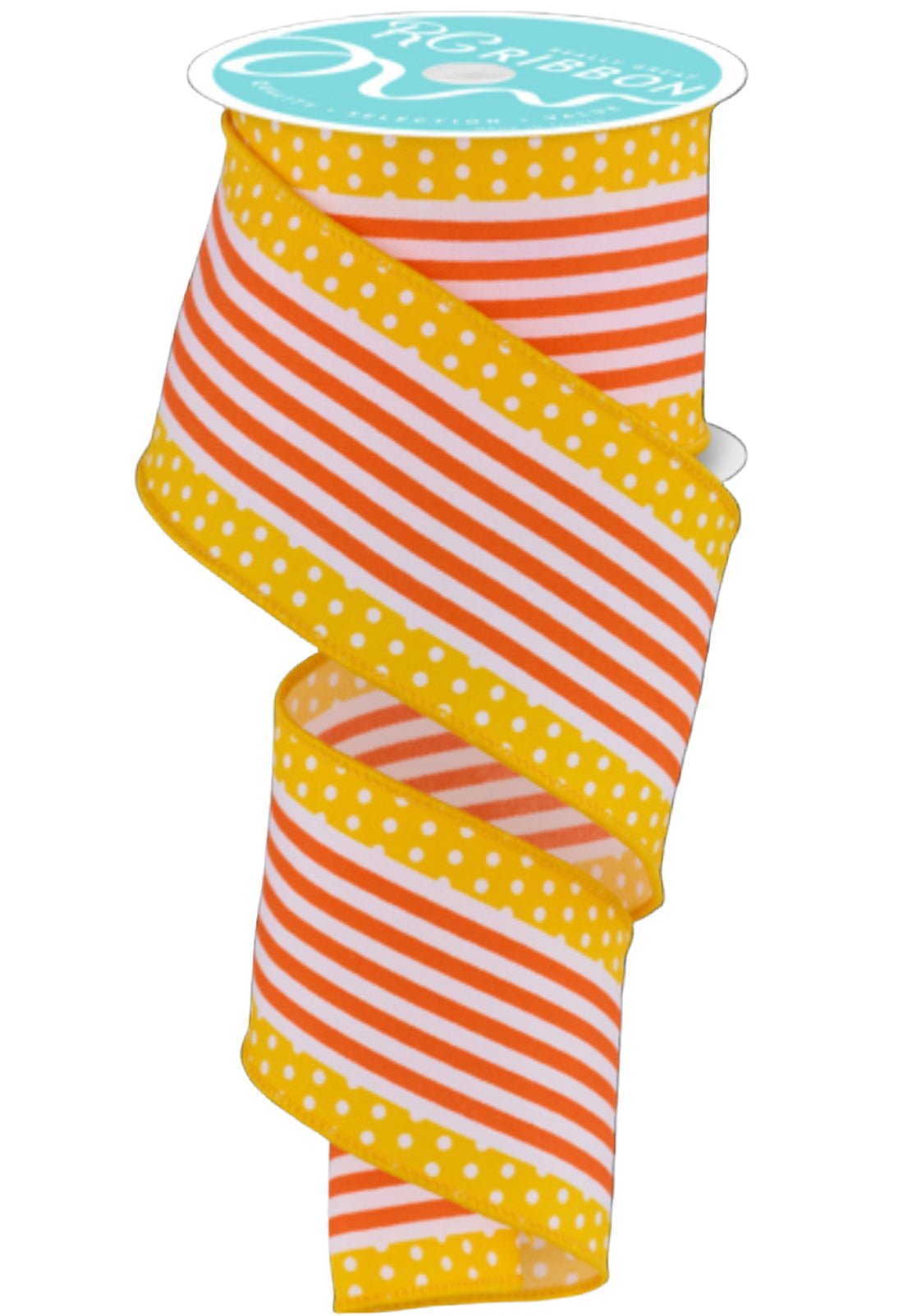 Orange and yellow stripe dot 2.5” - Greenery MarketWired ribbonRGF1301J9