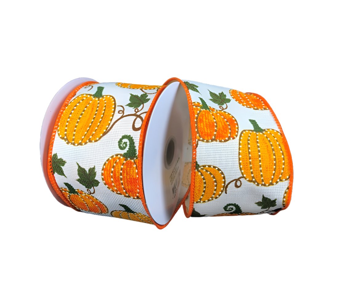 Pattern Pumpkin wired ribbon 2.5” - Greenery MarketWired ribbon61102-40-38