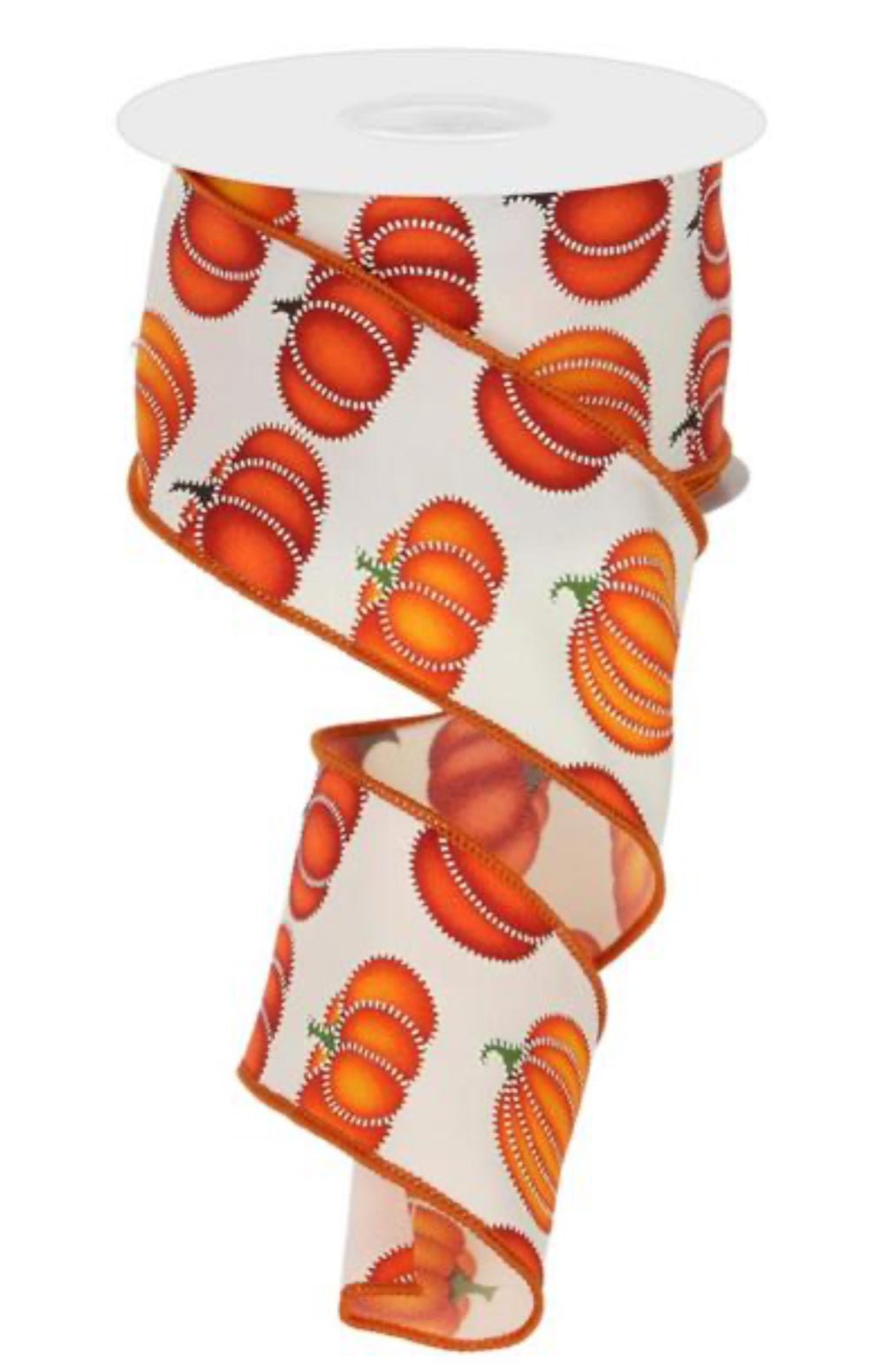 Pumpkins with stitch pattern, wired ribbon - 2.5” - Greenery MarketWired ribbonRGC197333