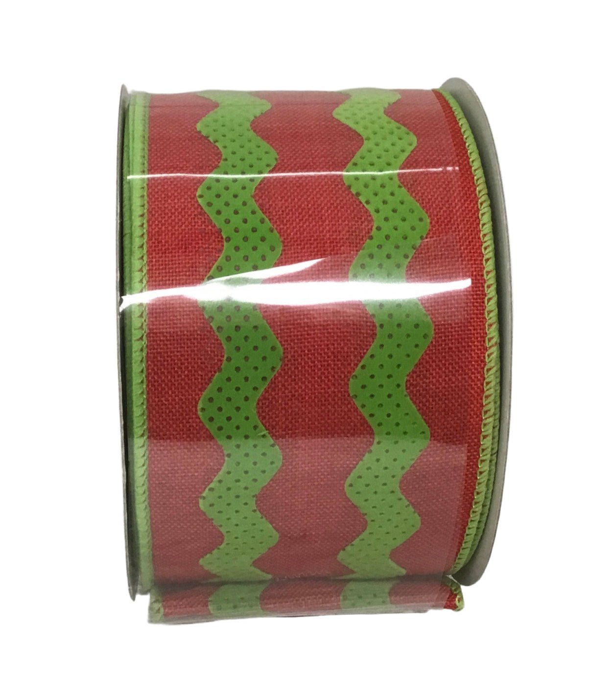 red and green ricrac wired ribbon - 2.5” - Greenery MarketWired ribbonrg2052t9