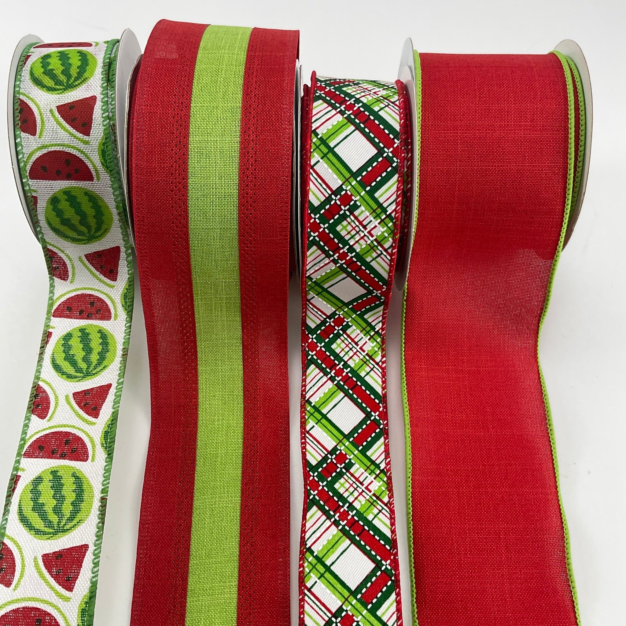 Red and green Watermelon bow bundle x 4 wired ribbons - Greenery MarketWired ribbonRedgreenwarermelonx4
