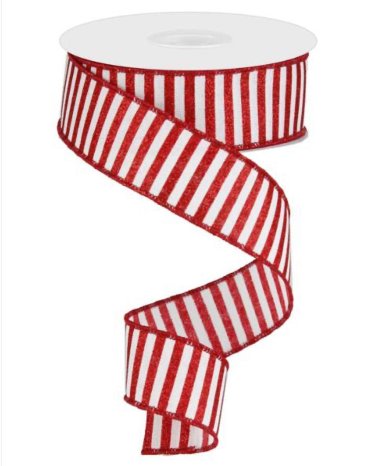 Red and white glittered stripe wired 1.5” - Greenery MarketRG0168827