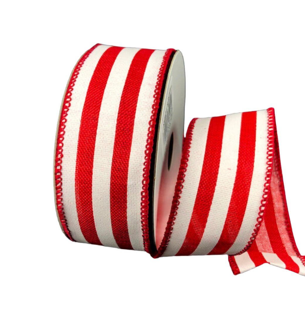 Red stripe wired ribbon, 1.5” - Greenery Marketwired ribbon41325-09-12