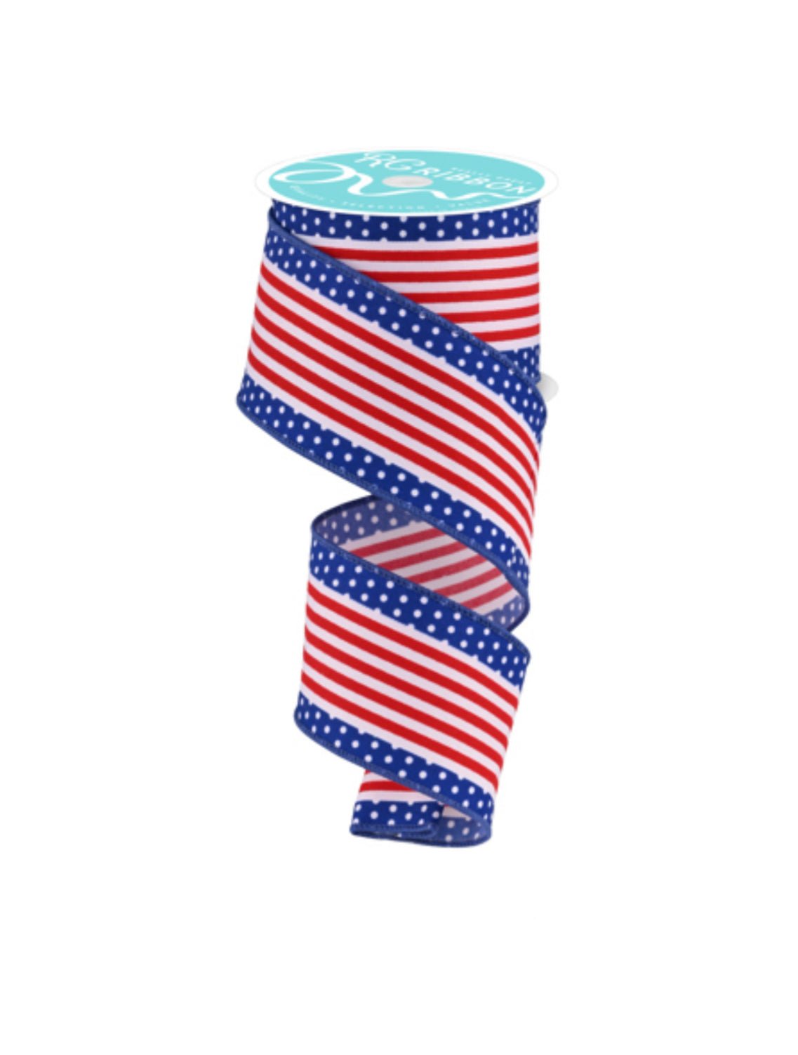 Red, white, and blue dot stripe, 2.5” wired ribbon - Greenery MarketWired ribbonRGF1301A1
