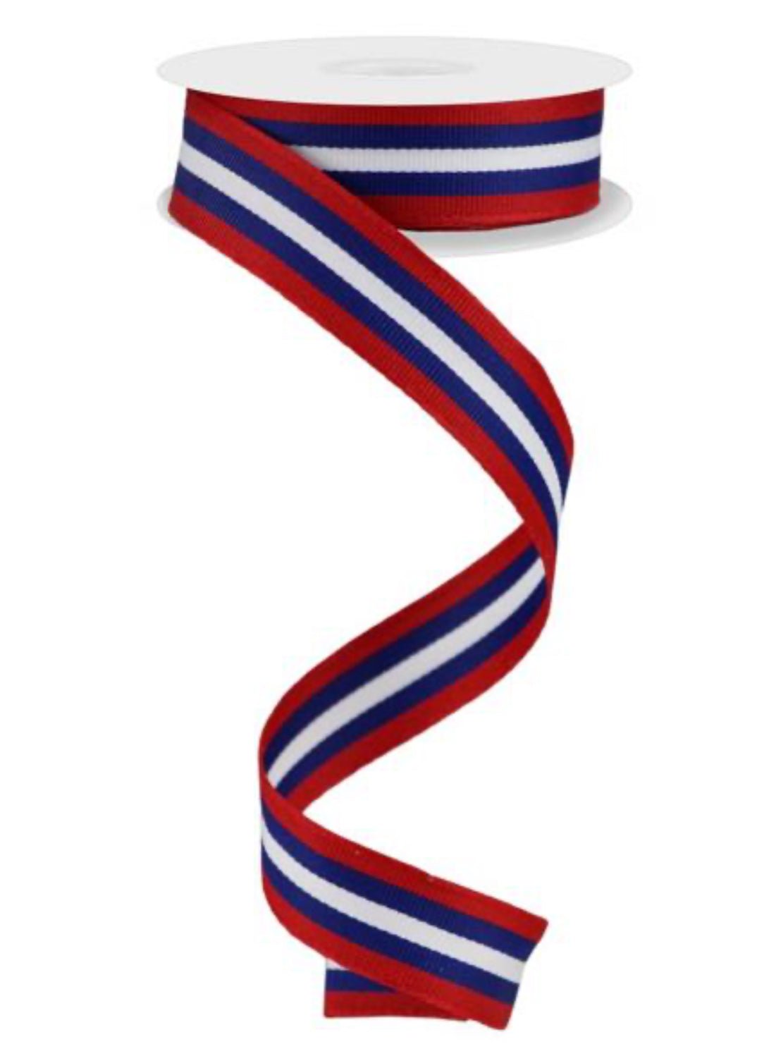 Red, white, and blue, skinny stripe wired ribbon, 7/8