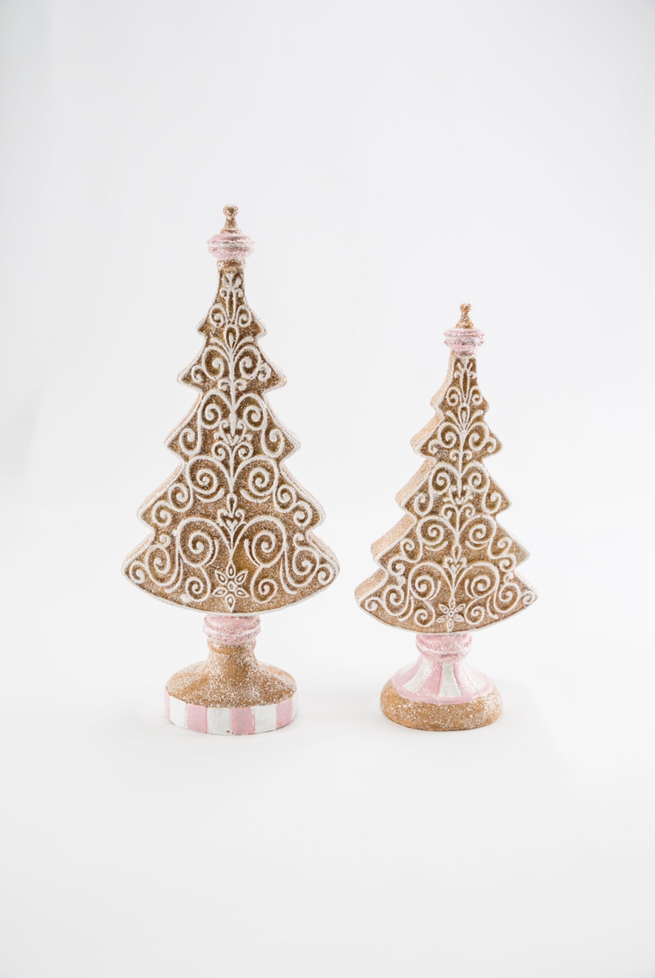 White outlet Frosted Gingerbread Trees - Set of x2