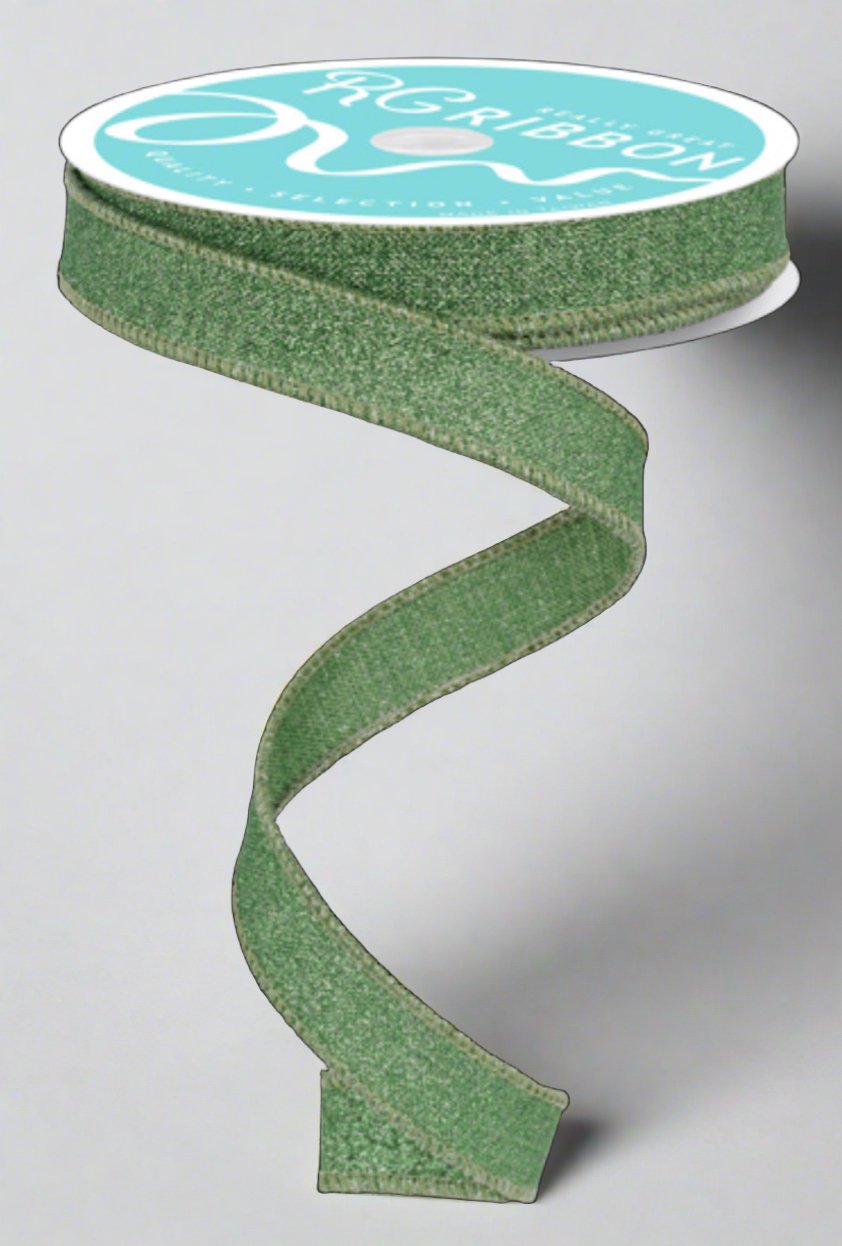 Sage green shimmer 5/8” skinny wired ribbon - Greenery MarketRibbons & TrimRGF109689