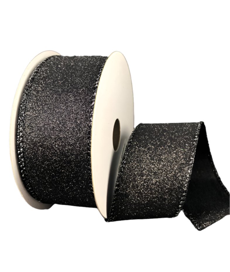 Solid Flat glitter black - Ribbon 1.5” - Greenery MarketWired ribbonX820609-21