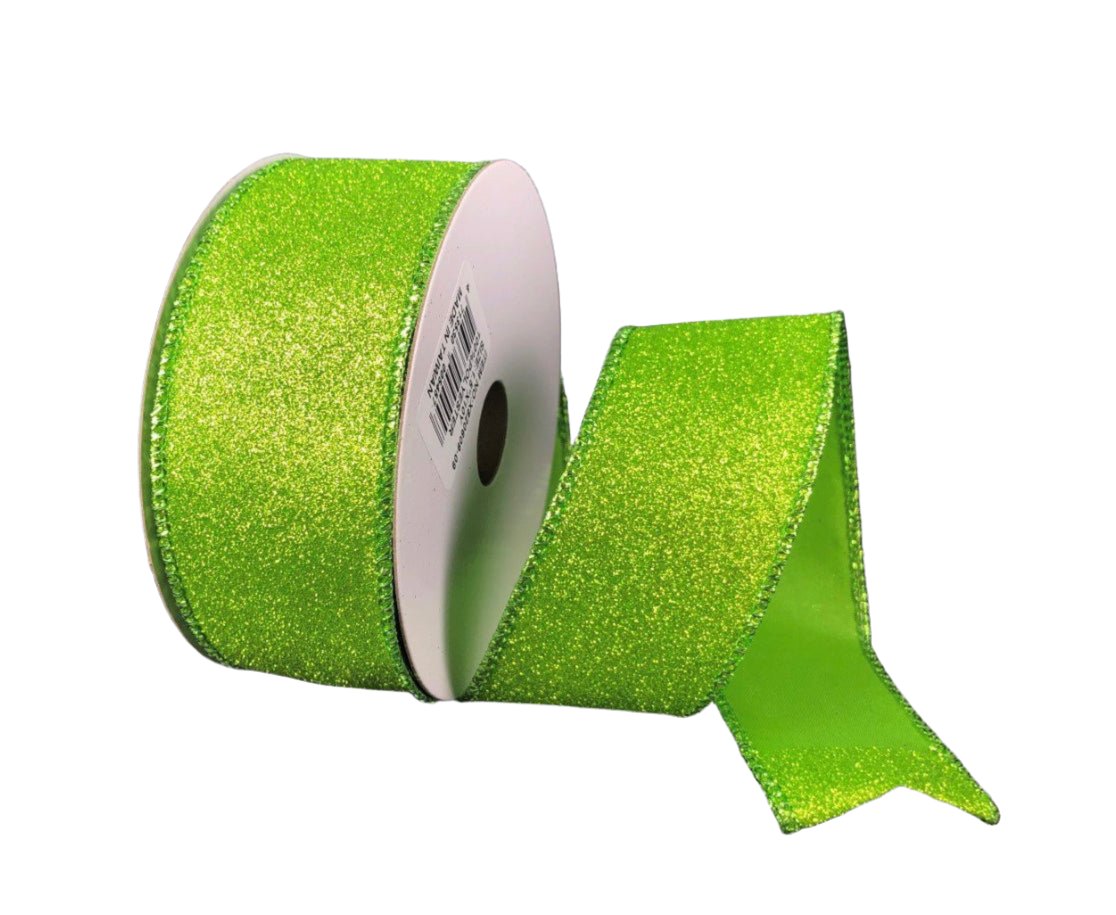 Solid Flat glitter lime - Ribbon 1.5” - Greenery MarketWired ribbonX820609-09