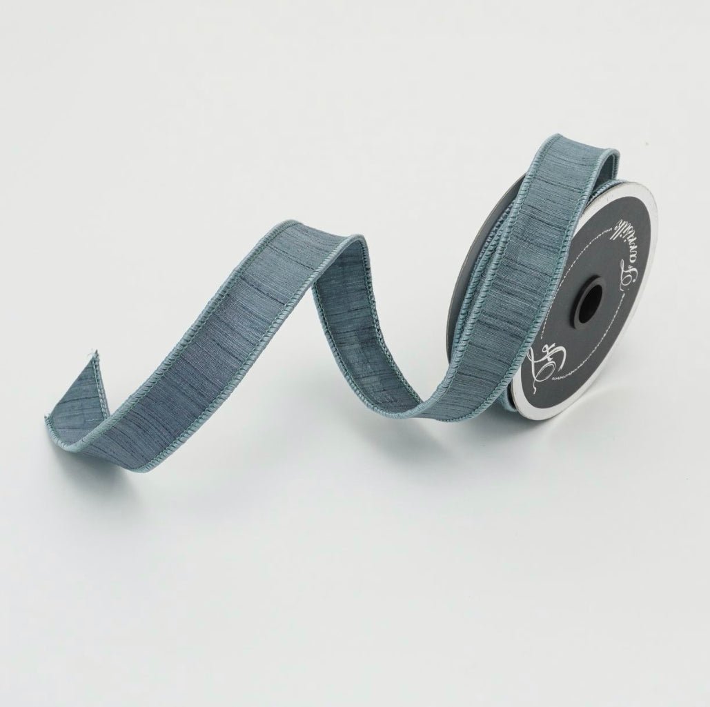 Steel blue shabby silk 1” farrisilk wired ribbon - Greenery MarketRibbons & TrimRK114-17