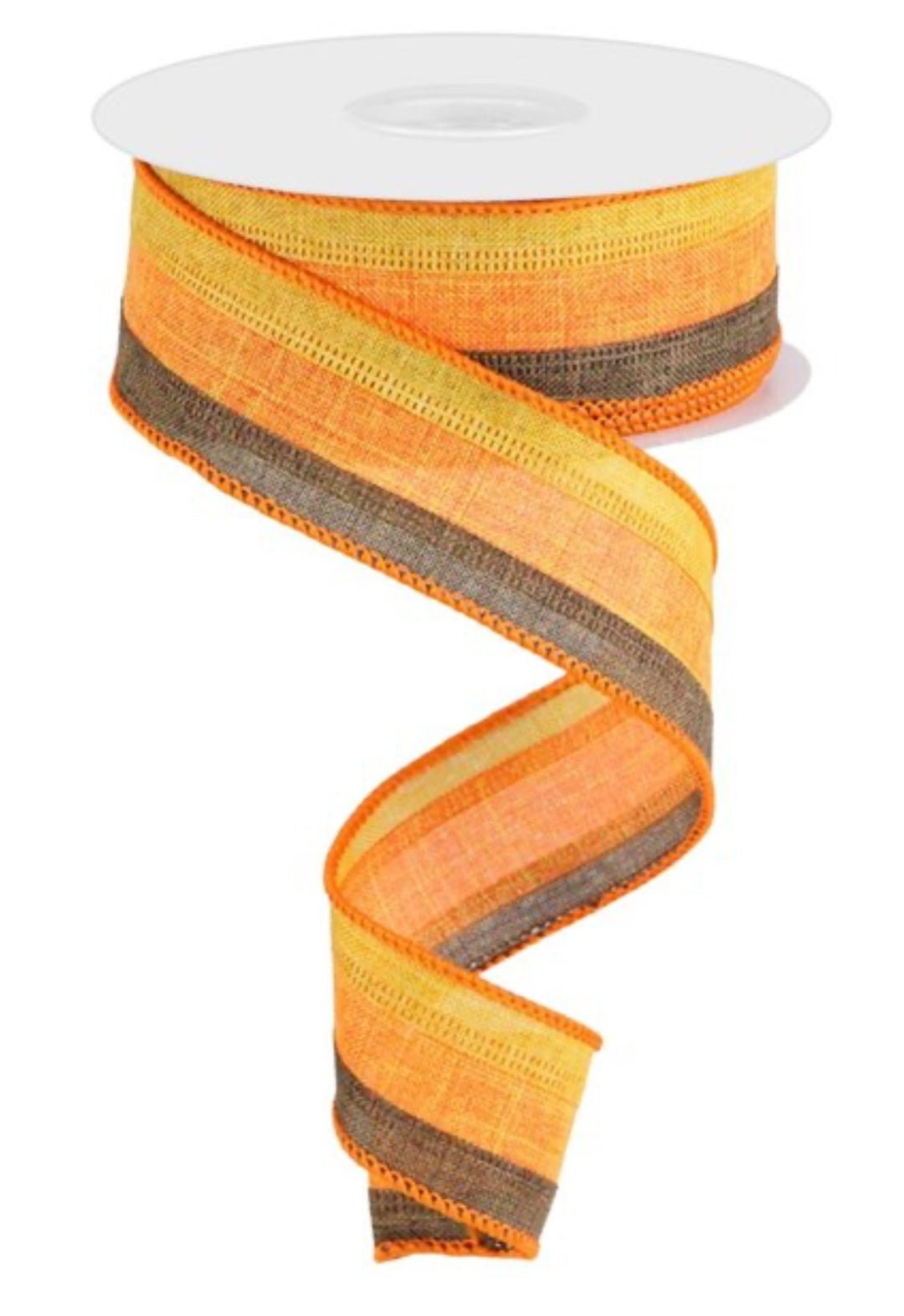 Stripe wired ribbon- yellow, orange, and brown 1.5” - Greenery MarketWired ribbonRG01601MW