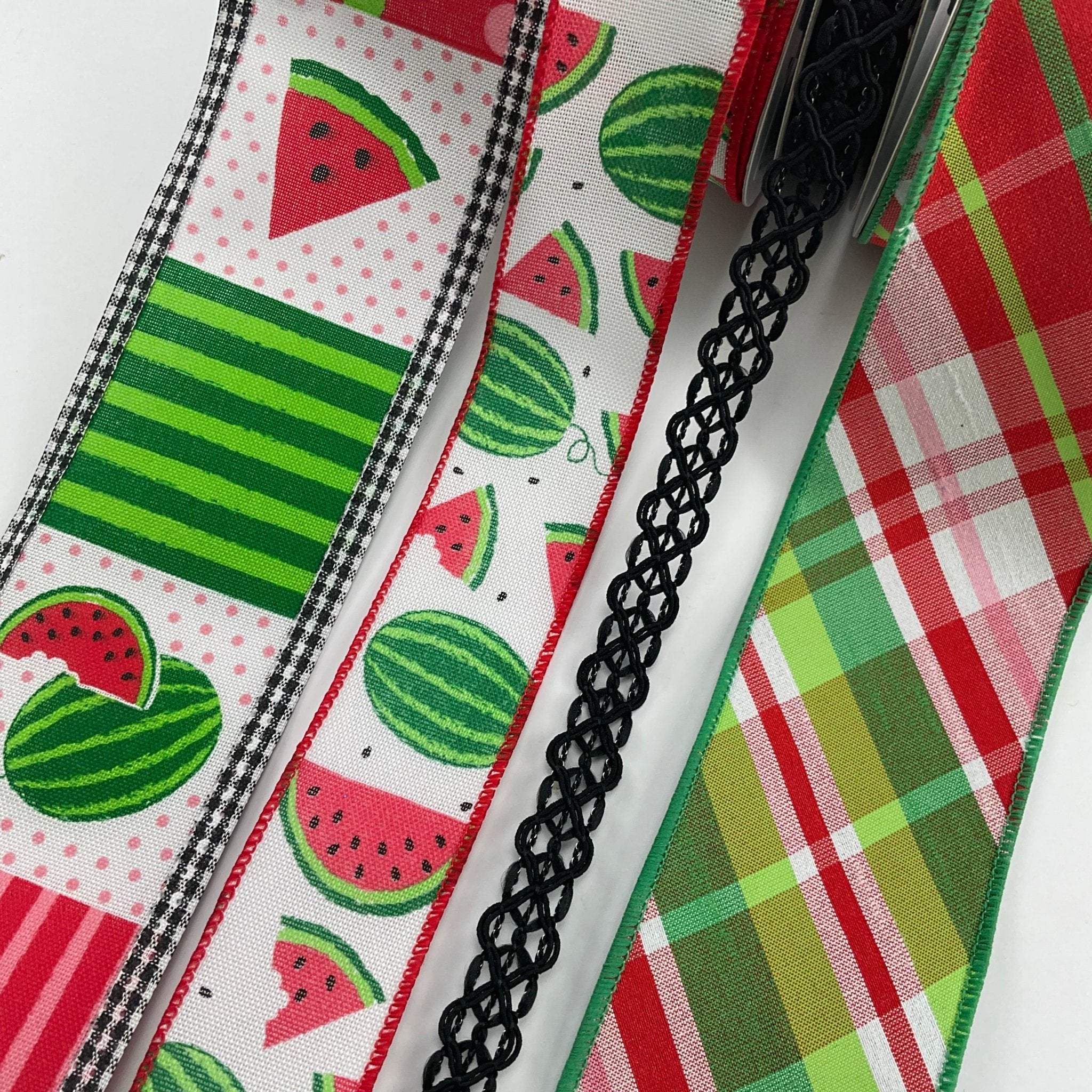 Watermelon bow bundle x 4 wired ribbons - Greenery MarketWired ribbon