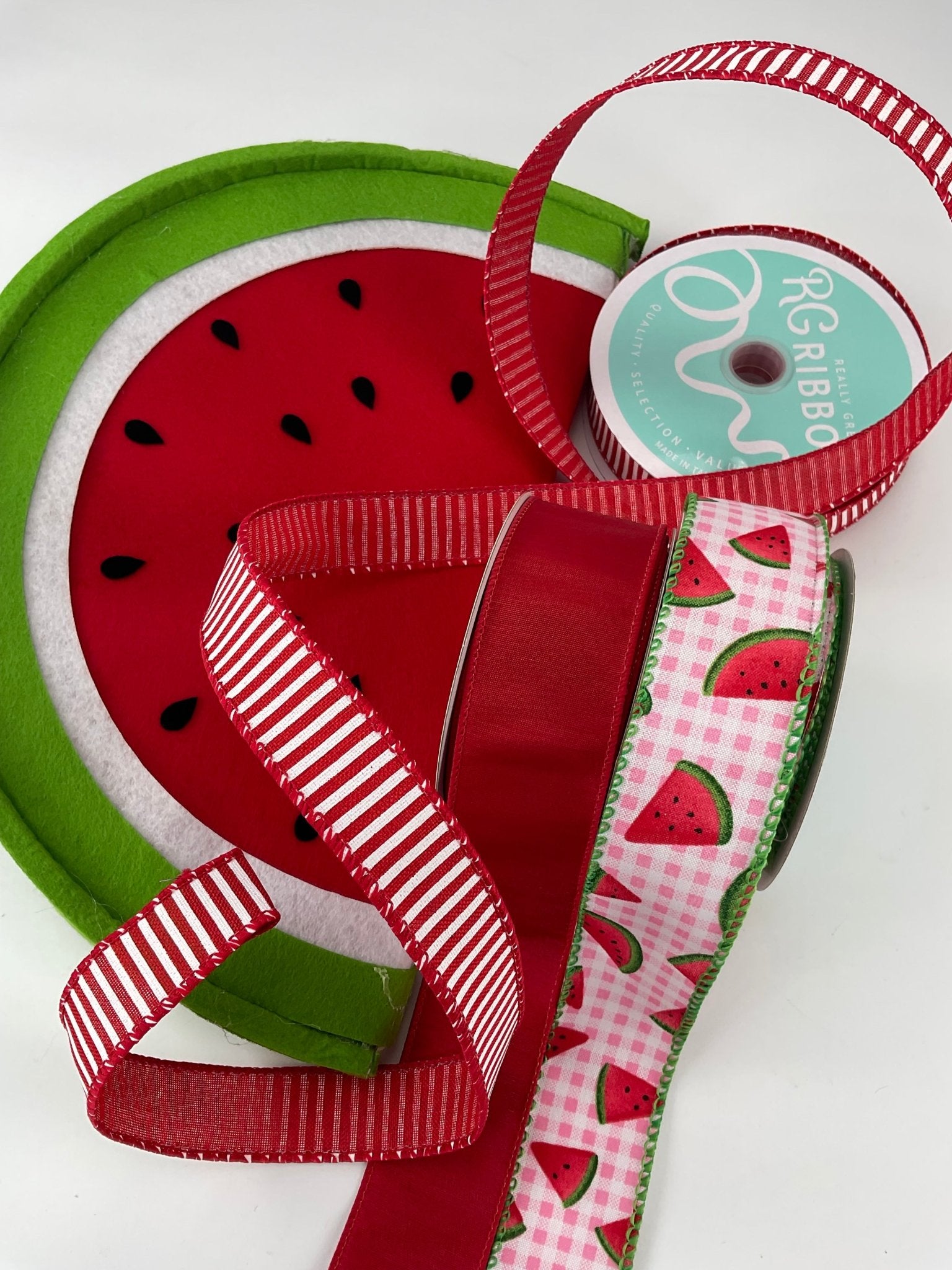 Watermelon sign & bow bundle x 3 wired ribbons - Greenery MarketWired ribbon