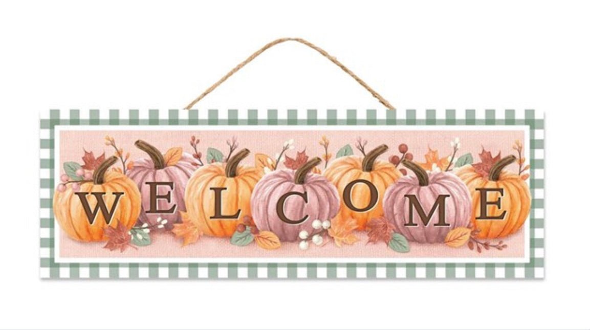 Welcome fall pumpkin sign - Greenery Marketsigns for wreathsAP7230