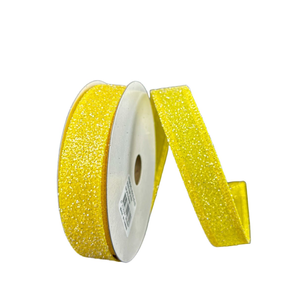 Yellow glittered wired ribbon, 7/8