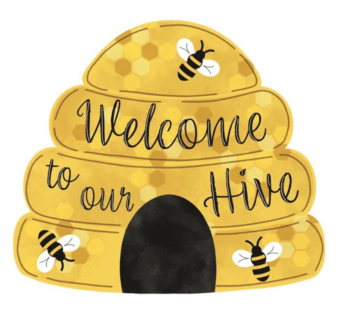 Bee hive embossed metal sign - Greenery Market signs for wreaths