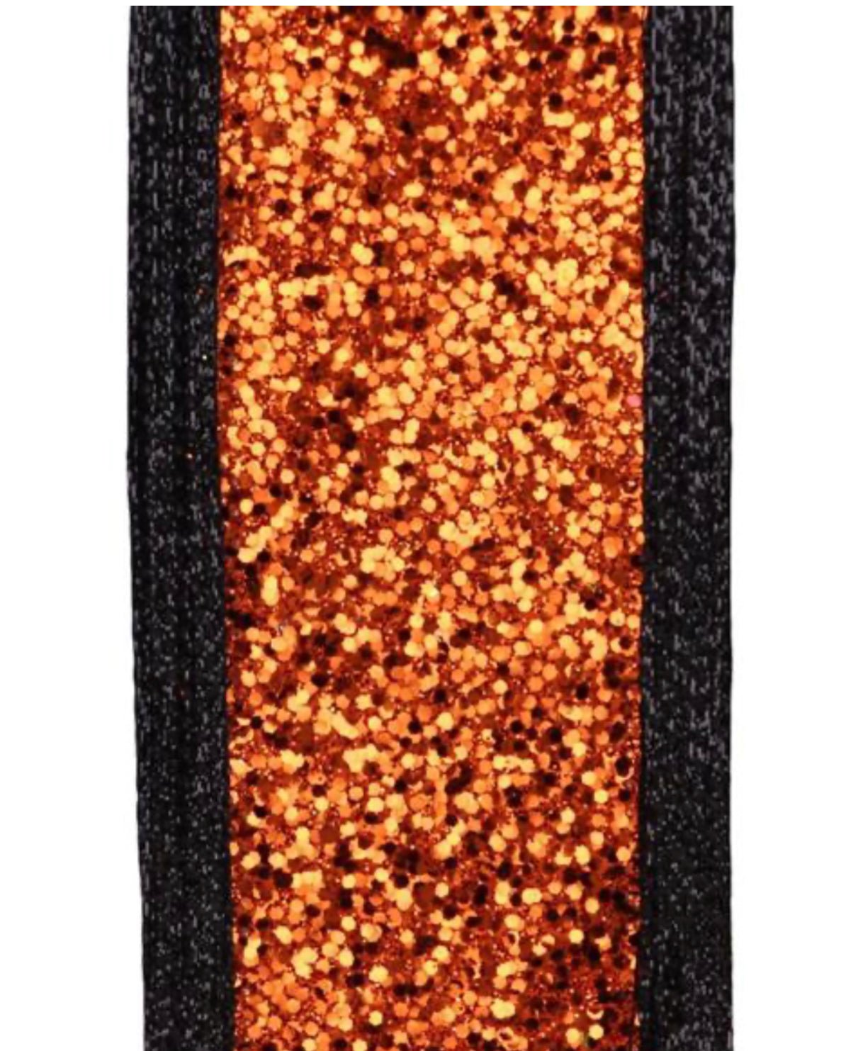 Black and orange chunky glitter wired ribbon, 1.5