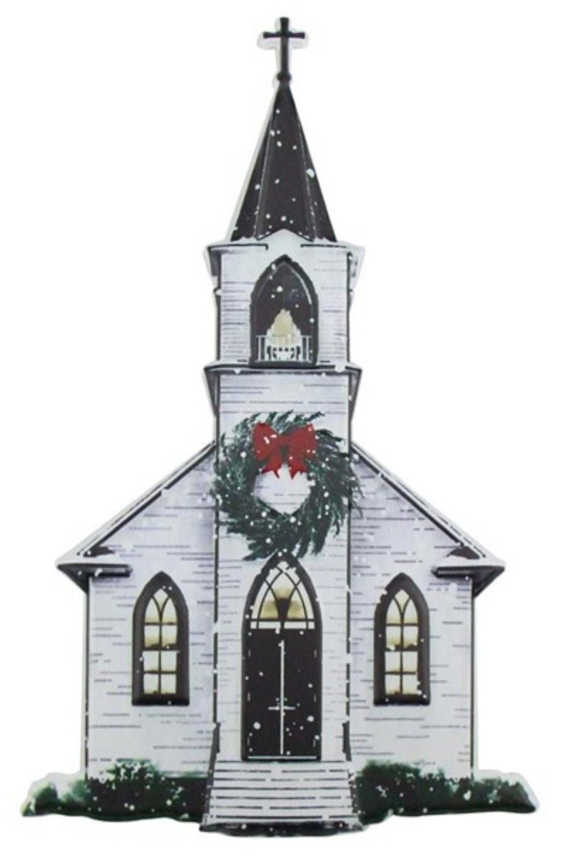Embossed metal, winter church sign - Greenery MarketSeasonal & Holiday DecorationsMD0620