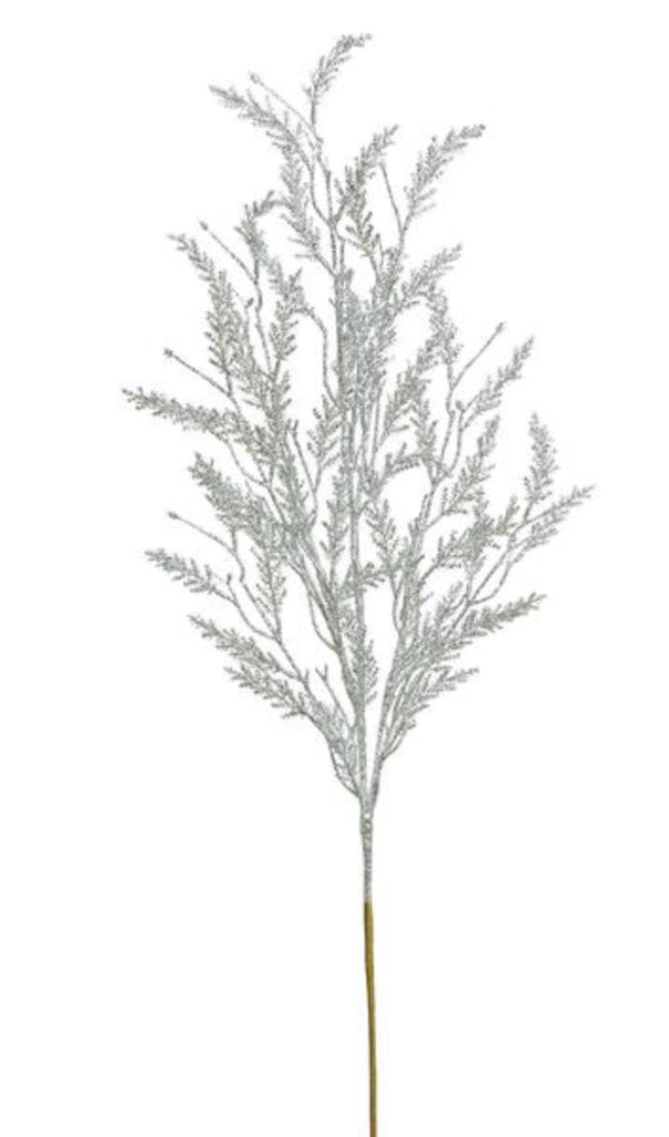 Glittered tassel grass branch spray platinum Greenery Market