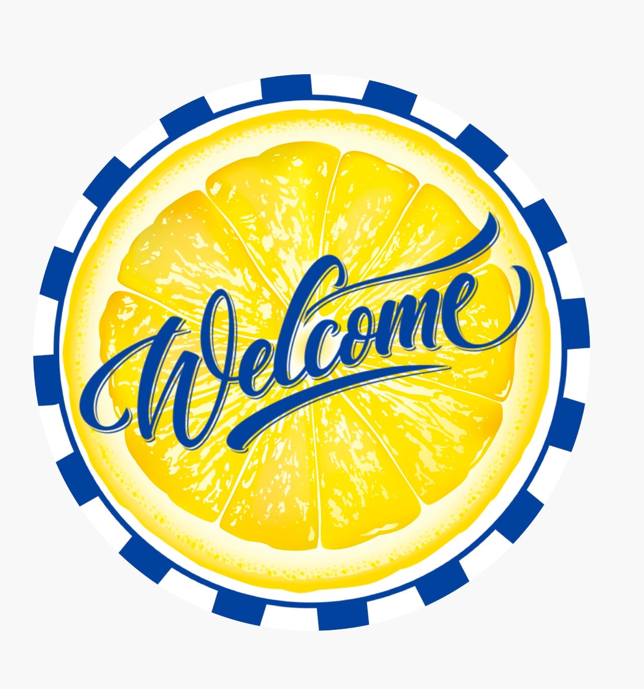 Lemon welcome sign with royal blue and white stripe 12” - Greenery MarketSeasonal & Holiday Decorationsbluelemon12LARGE
