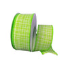 Lime green plaid wired ribbon 1.5” - Greenery Market Wired ribbon
