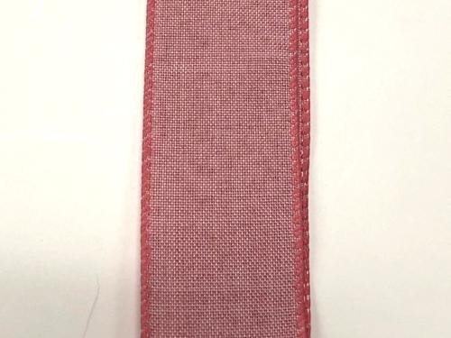 Mauve linen wired ribbon, 1.5