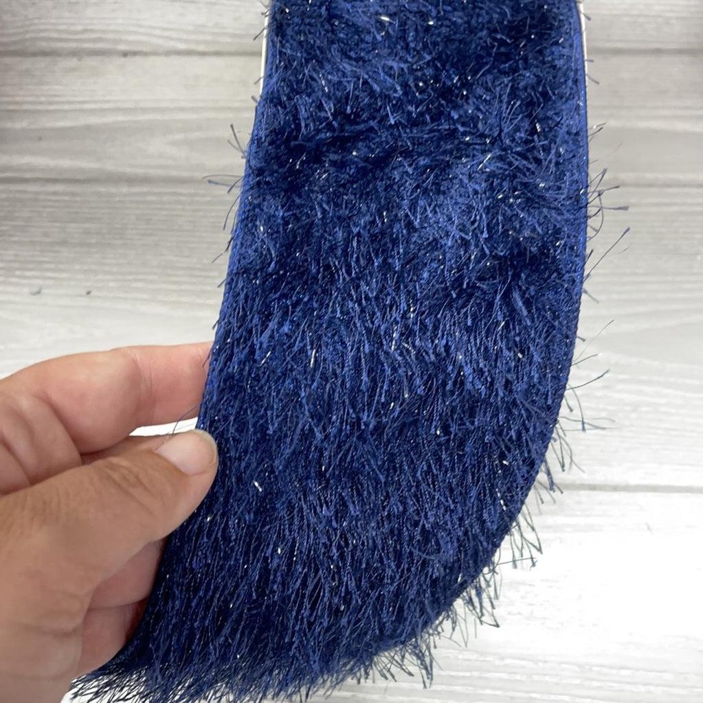 faux mohair midnight blue 4” wired ribbon Greenery Market