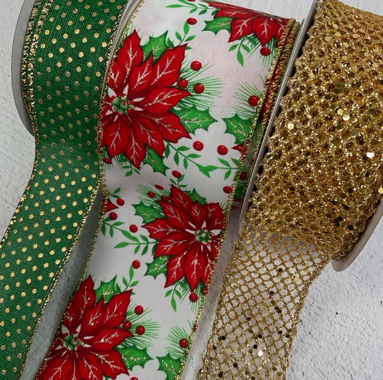 Poinsettia bow bundle x 3 ribbons - Greenery MarketRibbons & TrimGoldPoinsettiax3