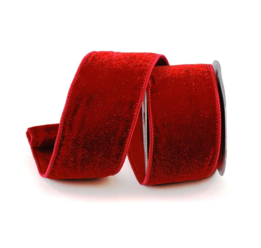 Farrisilk 2.5 X 10 YD Red Velvet Sparkle Wired Ribbon