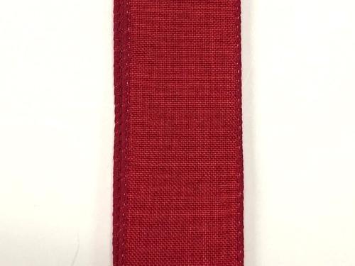 RED POLY LINEN wired ribbon, 1.5