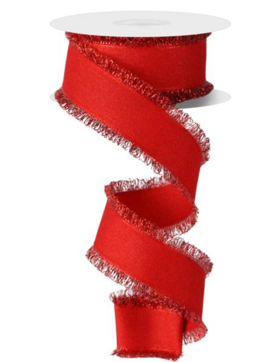 Red with tinsel edge wired ribbon, 1.5” - Greenery MarketWired ribbonRN588124
